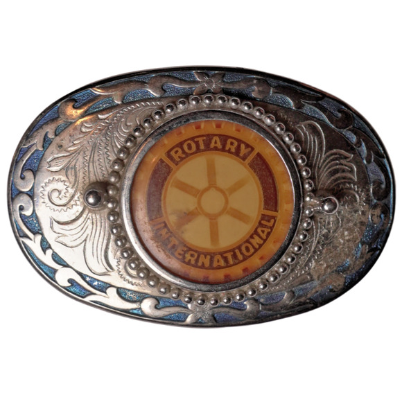 VTG Rotary International Belt Buckles Western Ornate Collectible Oval Centerpice - Picture 5 of 7